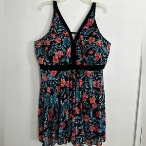 Bloomchic tropical swim dress tropical black mesh new us26 adjustable